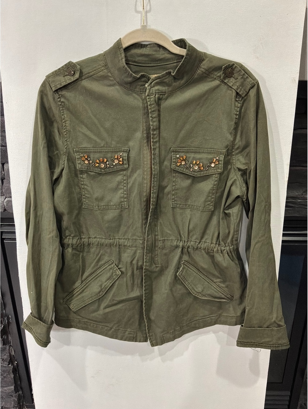 Nine West Vintage America Olive studded utility jacket size Med